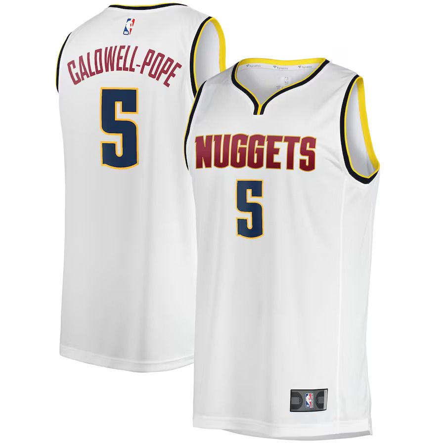 Men Denver Nuggets #5 Kentavious Caldwell-Pope Fanatics Branded White Fast Break Player NBA Jersey->denver nuggets->NBA Jersey